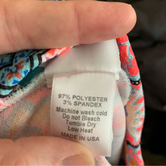 Bright Agnes & Dora A-Line Large Skirt in Turquoise and Pink Boho Design - Picture 3 of 8